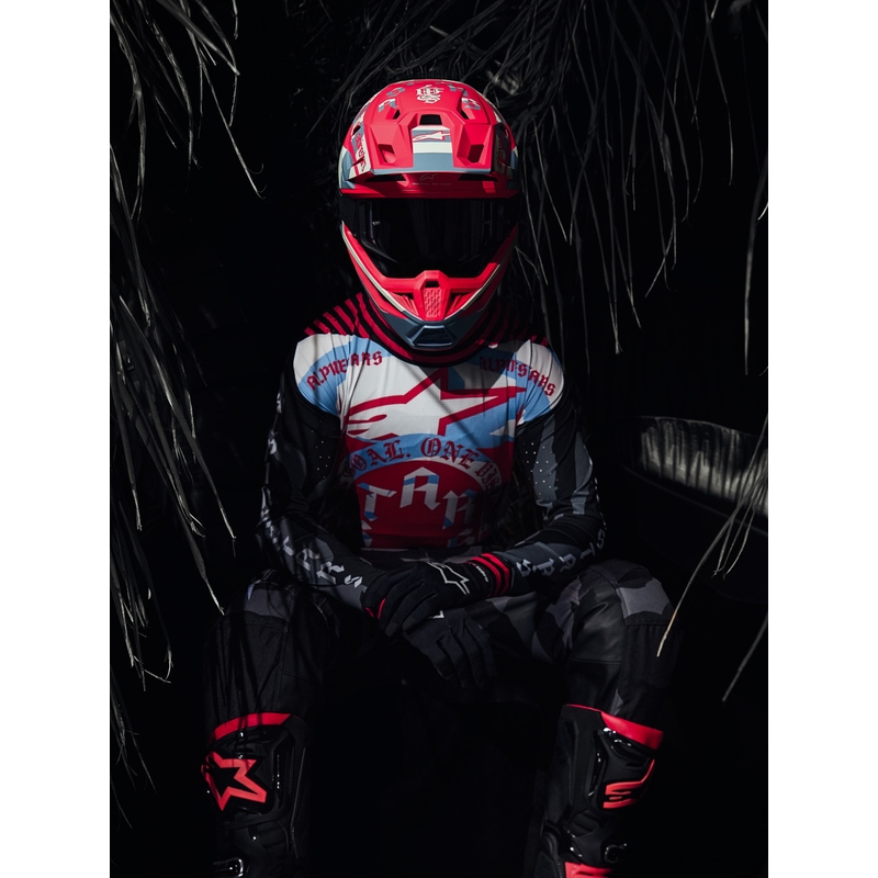 Tricou motocross Alpinestars Techstar ediție limitată Beast Coast gri-negru-portocaliu