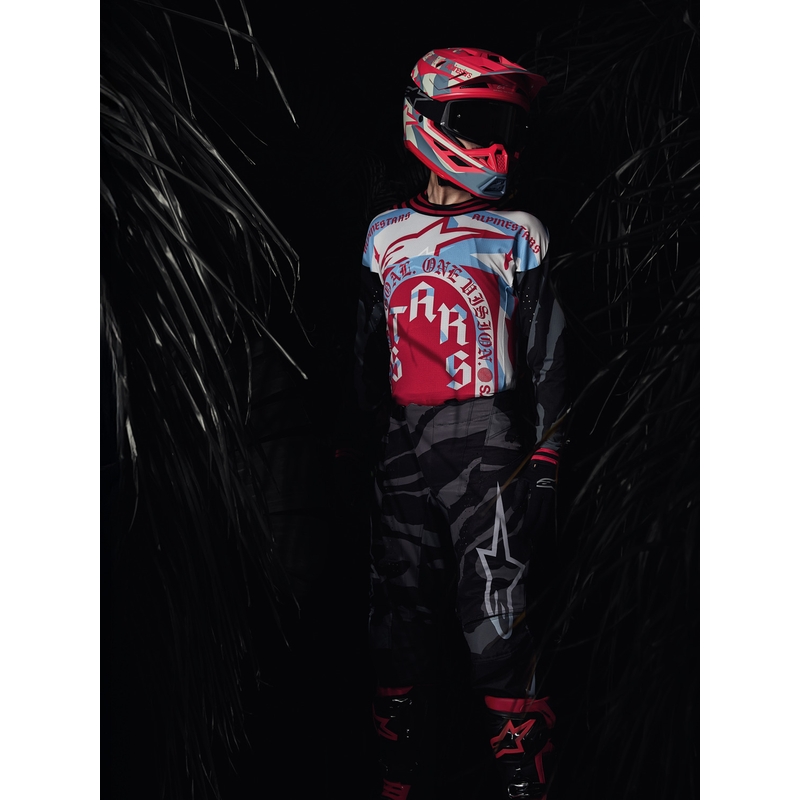 Tricou motocross Alpinestars Techstar ediție limitată Beast Coast gri-negru-portocaliu