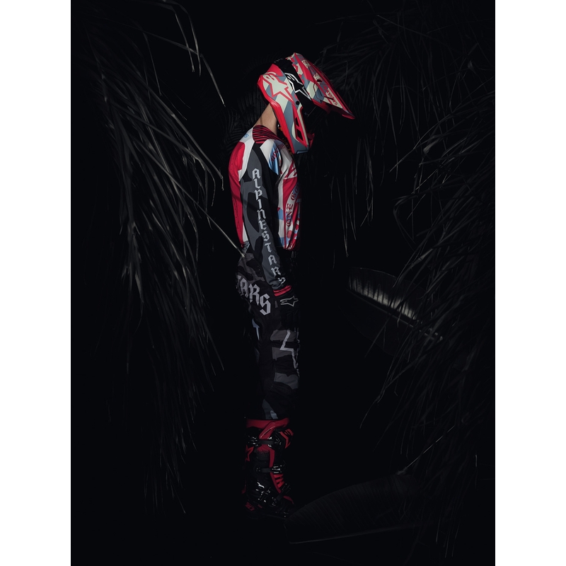Tricou motocross Alpinestars Techstar ediție limitată Beast Coast gri-negru-portocaliu