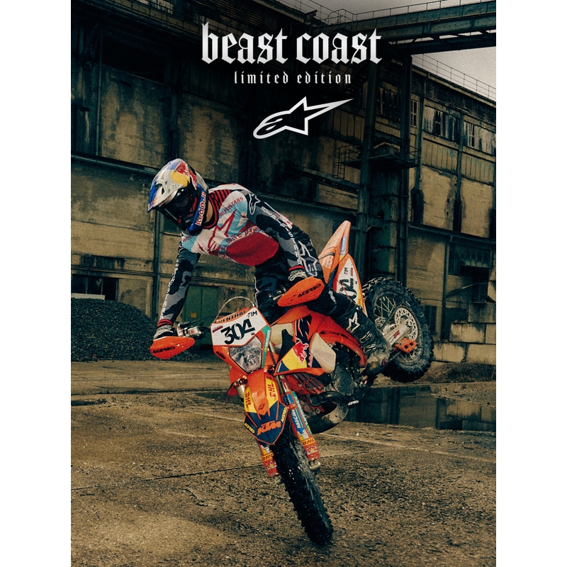 Tricou motocross Alpinestars Techstar ediție limitată Beast Coast gri-negru-portocaliu