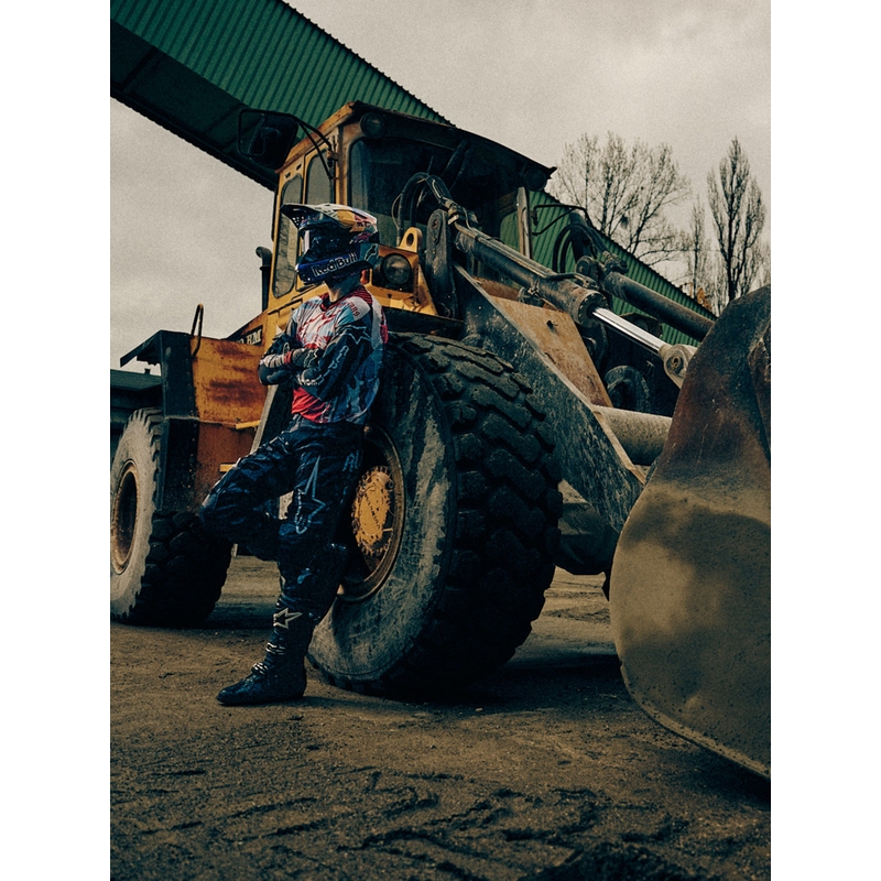 Tricou motocross Alpinestars Techstar ediție limitată Beast Coast gri-negru-portocaliu