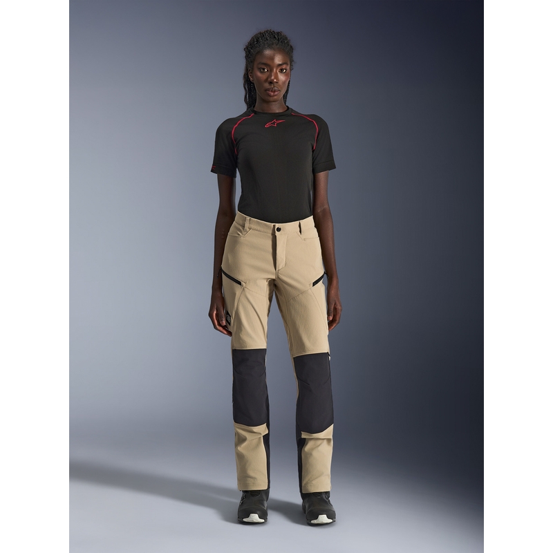 Pantaloni de motocicletă Alpinestars Stella Explore AST pentru femei, maro deschis-negru