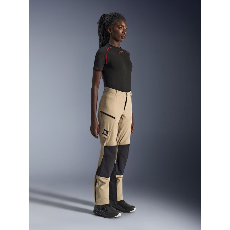 Pantaloni de motocicletă Alpinestars Stella Explore AST pentru femei, maro deschis-negru