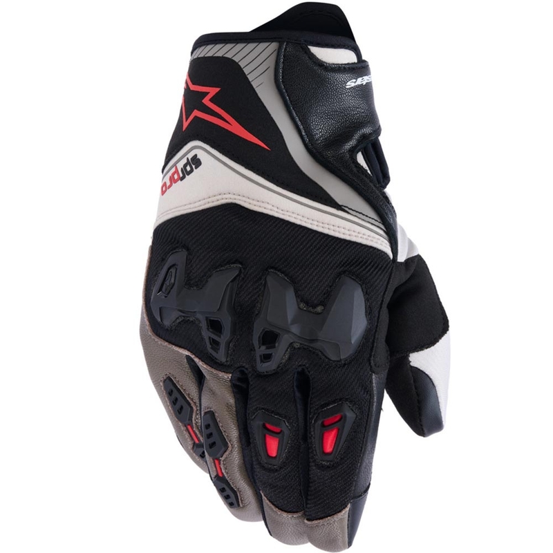Mănuși de motocicletă Alpinestars SP-R PRO gri deschis-maro-portocaliu
