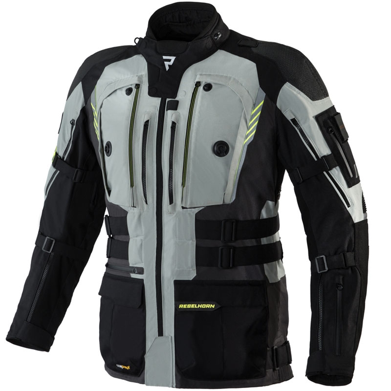 Jachetă de motocicletă Rebelhorn Patrol gri-negru-galben-fluo