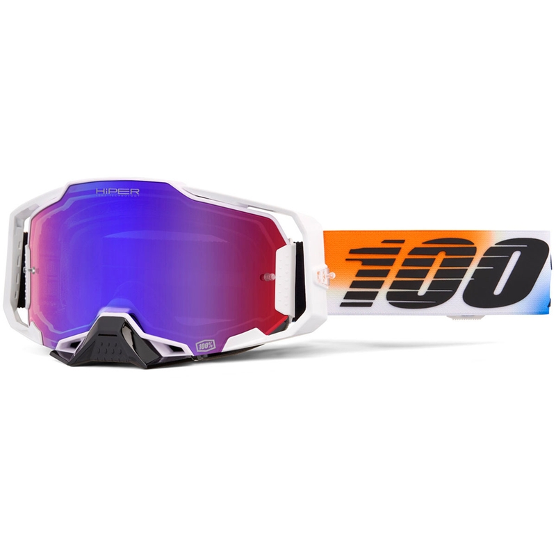 Ochelari motocross 100% ARMEGA HIPER UNITED cu lentilă HIPER roșu-albastru