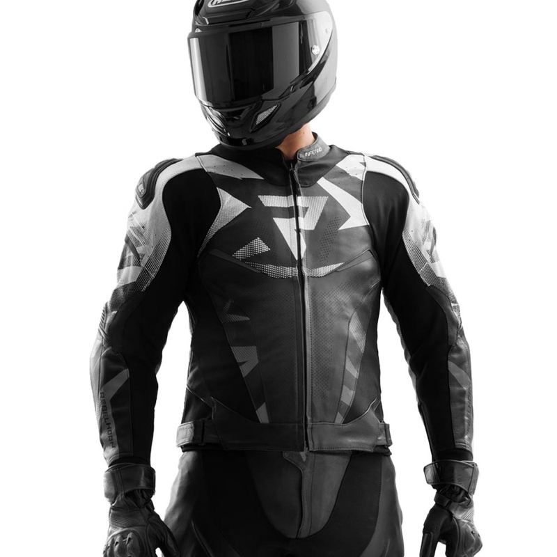 Geacă de motocicletă din piele Rebelhorn Inferno negru-alb
