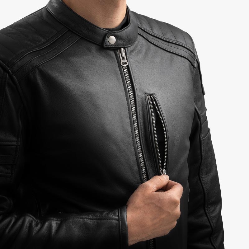 Geacă de motocicletă din piele Ozone Colt neagră