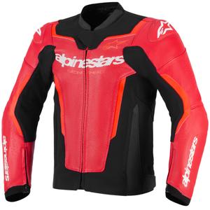Geacă de piele pentru motocicletă Alpinestars GP Force V2 Airflow roșu fluo-negru-alb