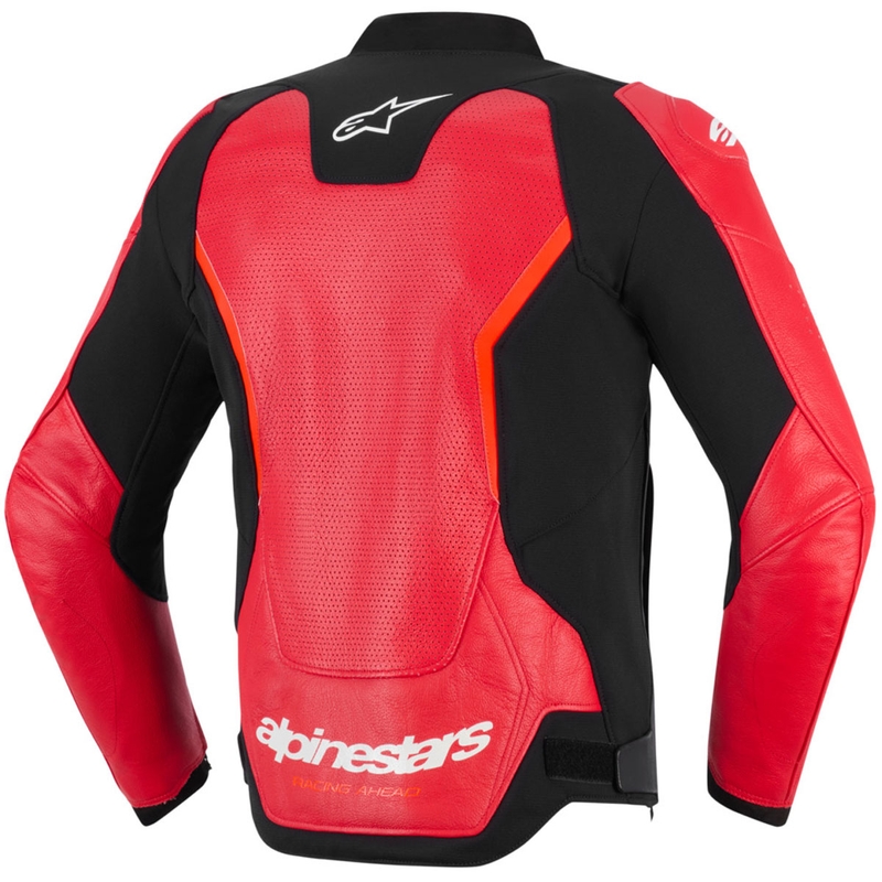Geacă de piele pentru motocicletă Alpinestars GP Force V2 Airflow roșu fluo-negru-alb
