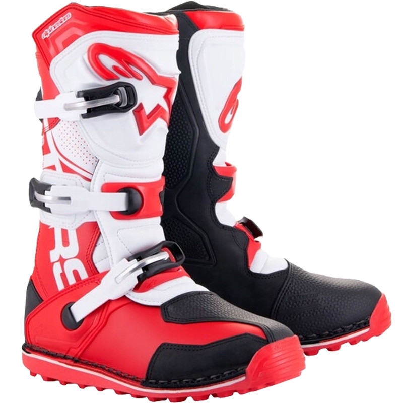 Cizme de motocicletă Alpinestars Tech Trial alb-roșu-negru
