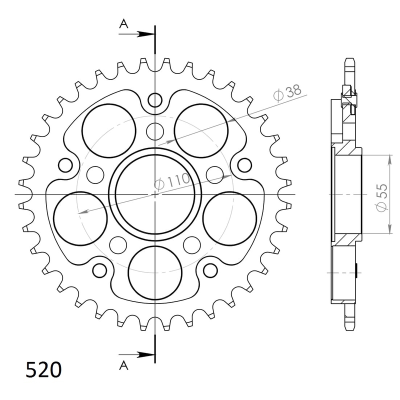 Foaie spate SUPERSPROX STEALTH argintiu 36T, 520