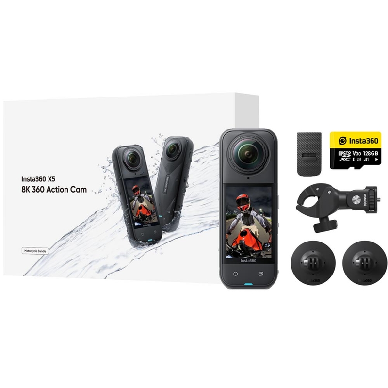 Pachet cameră de acțiune pentru motocicletă Insta360 X5, negru