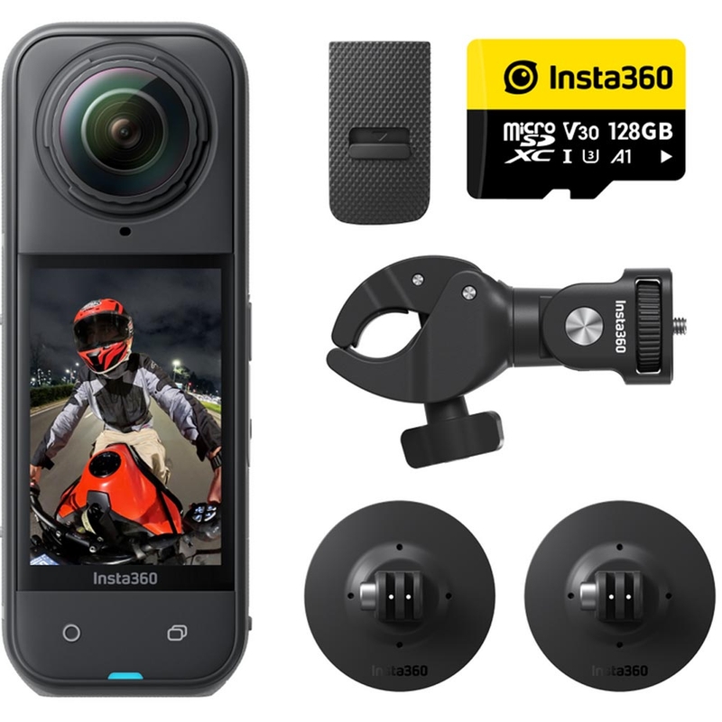 Pachet cameră de acțiune pentru motocicletă Insta360 X5, negru