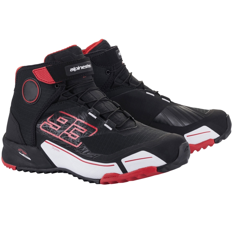 Colecția de ghete de motocicletă Alpinestars CR-X Drystar MM93 negru-roșu-alb