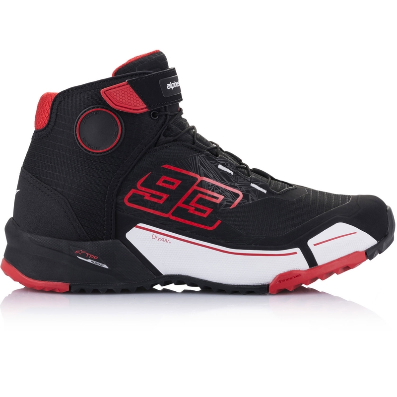 Colecția de ghete de motocicletă Alpinestars CR-X Drystar MM93 negru-roșu-alb