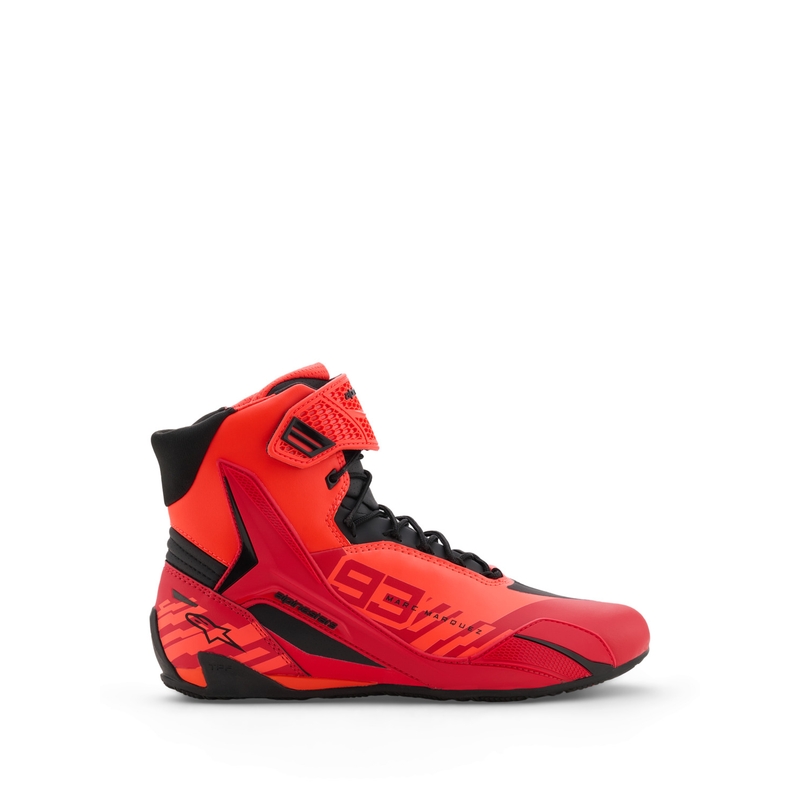 Ghete moto Alpinestars Faster-4 MM93, colecția fluo, roșu-roșu-negru
