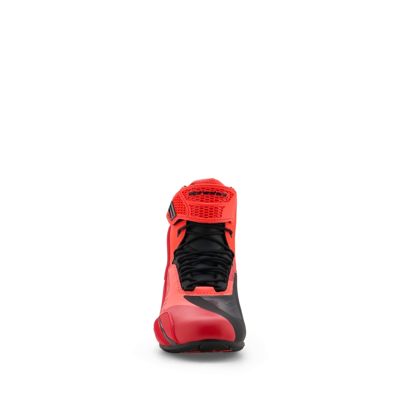 Ghete moto Alpinestars Faster-4 MM93, colecția fluo, roșu-roșu-negru