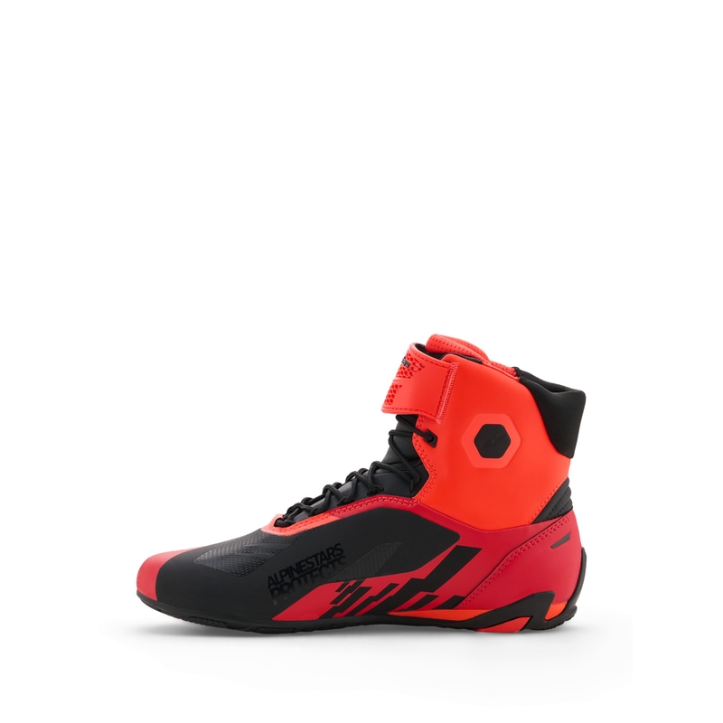 Ghete moto Alpinestars Faster-4 MM93, colecția fluo, roșu-roșu-negru