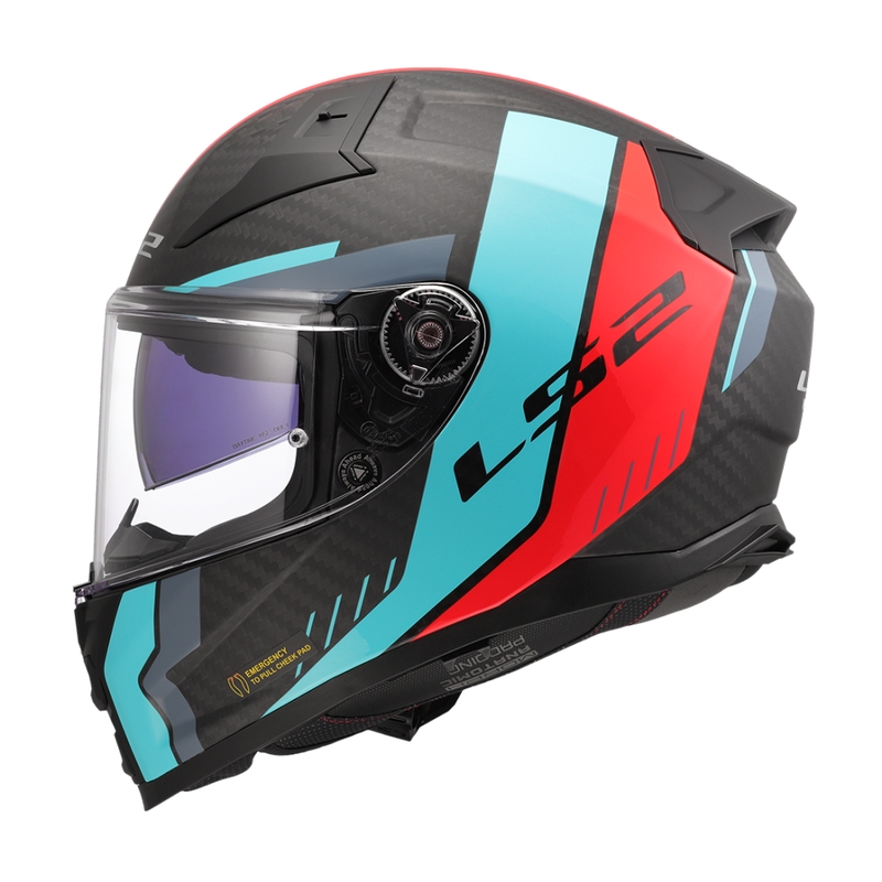 Cască integrală pentru motocicletă LS2 FF811 Vector II C Grid roșu-turcoaz - calitatea a II-a - II. calitate - II. calitate
