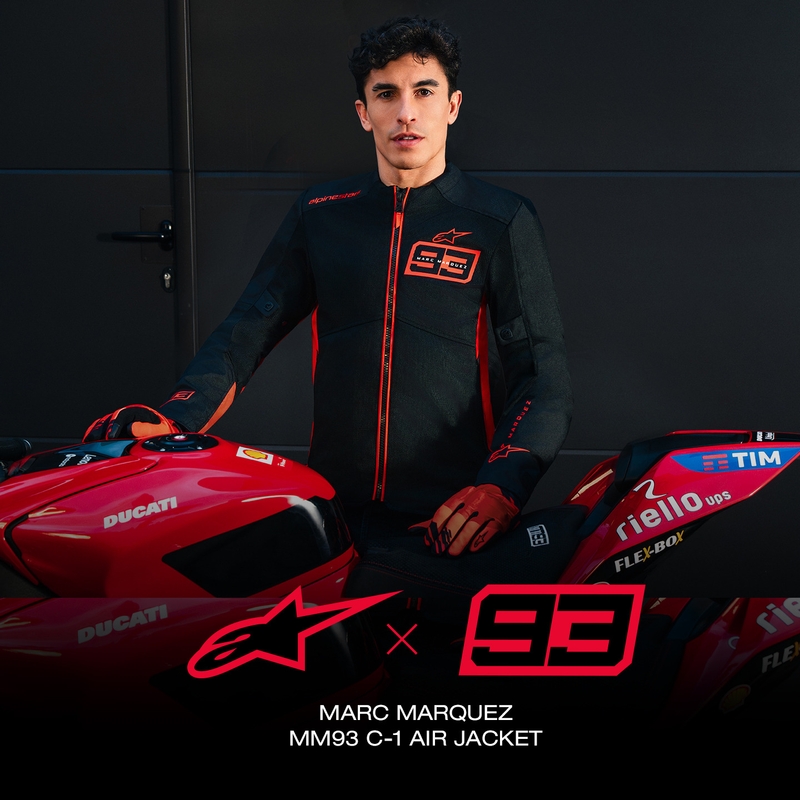 Geacă de motocicletă Alpinestars C-1 AIR MM93, colecția fluo, roșu-roșu-negru
