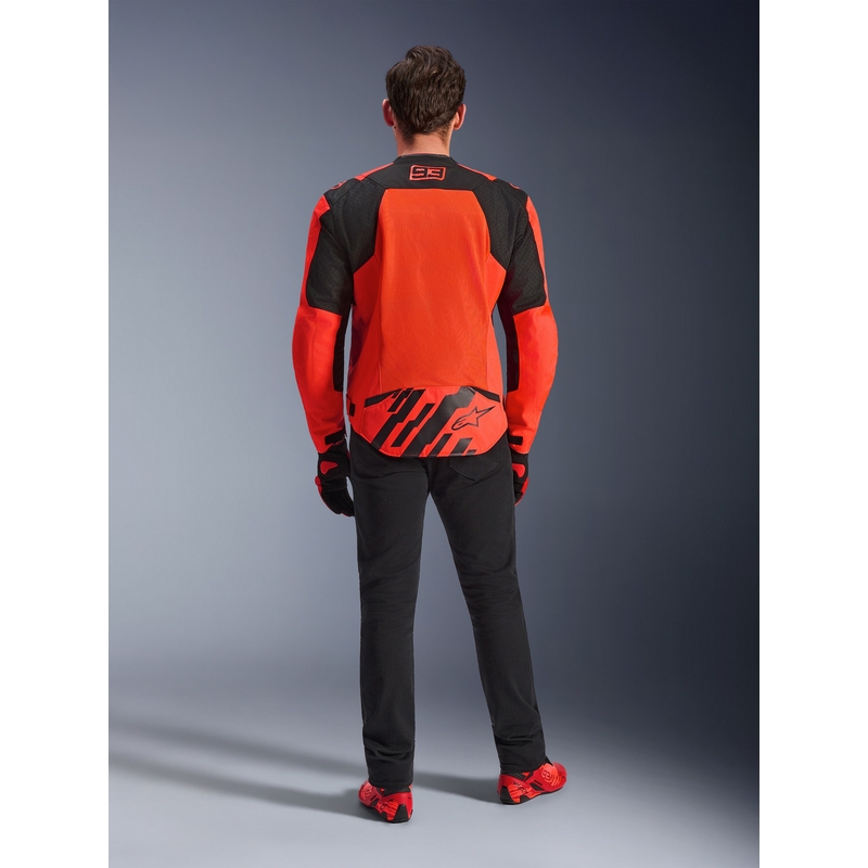 Geacă de motocicletă Alpinestars T-SPS Air V2 MM93, colecția fluo, roșu-negru