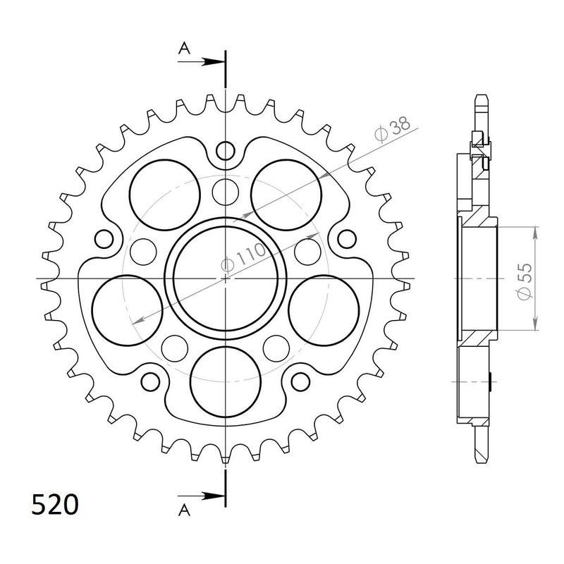 Foaie spate SUPERSPROX STEALTH auriu 37T, 520