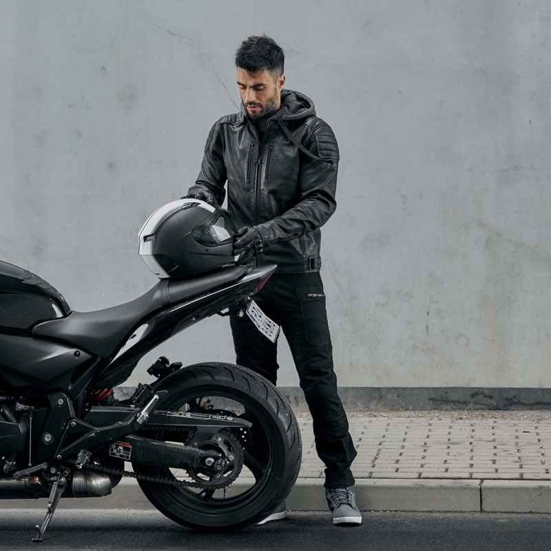 Geacă de motocicletă Rebelhorn Impala neagră - calitatea a doua - II. calitate - II. calitate