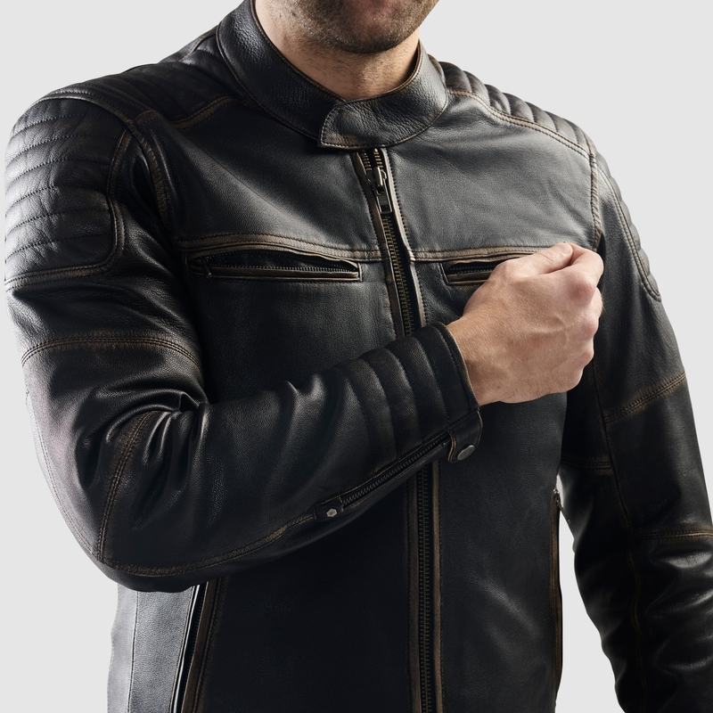 Geacă de motocicletă din piele Rebelhorn Hunter II maro - calitatea a doua - II. calitate - II. calitate