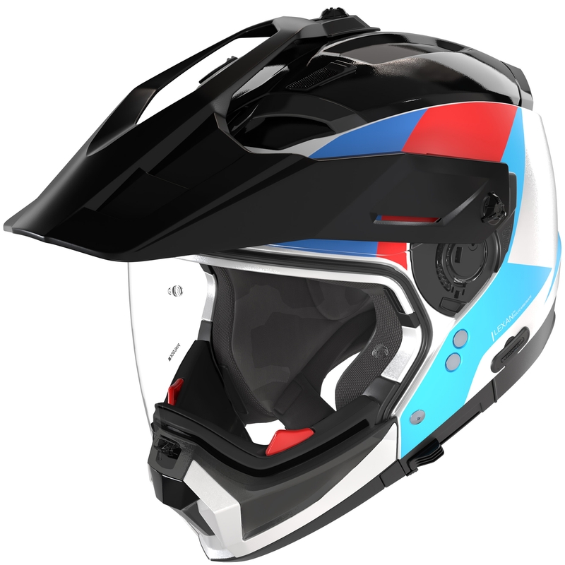 Cască modulară de motocicletă Nolan N70-2 X Turbine 350 alb-negru-albastru-albastru deschis-roșu