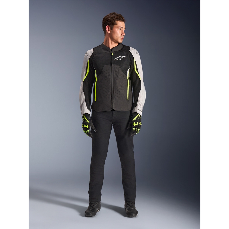 Geacă de motocicletă Alpinestars AST V3 Air alb-galben fluo-negru