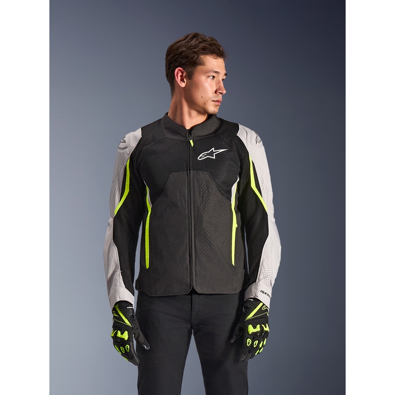 Geacă de motocicletă Alpinestars AST V3 Air alb-galben fluo-negru