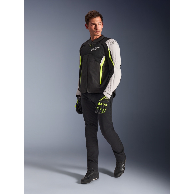 Geacă de motocicletă Alpinestars AST V3 Air alb-galben fluo-negru