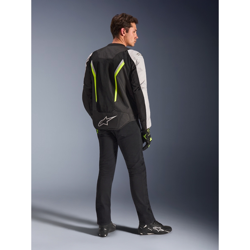 Geacă de motocicletă Alpinestars AST V3 Air alb-galben fluo-negru