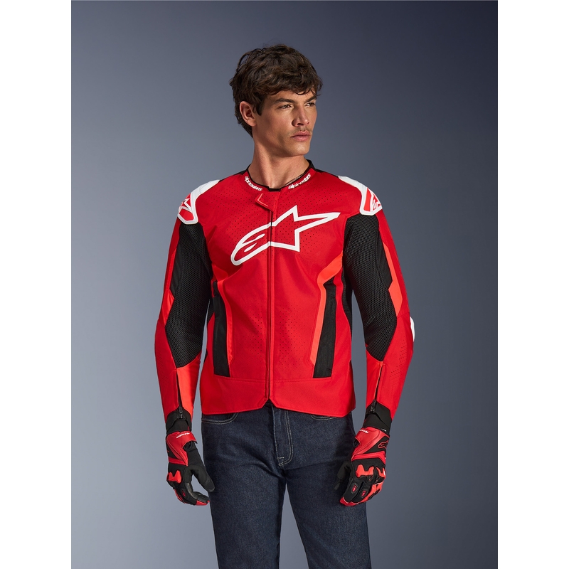Geacă motocicletă Alpinestars T-GP Air roșu-fluo roșu-alb-negru