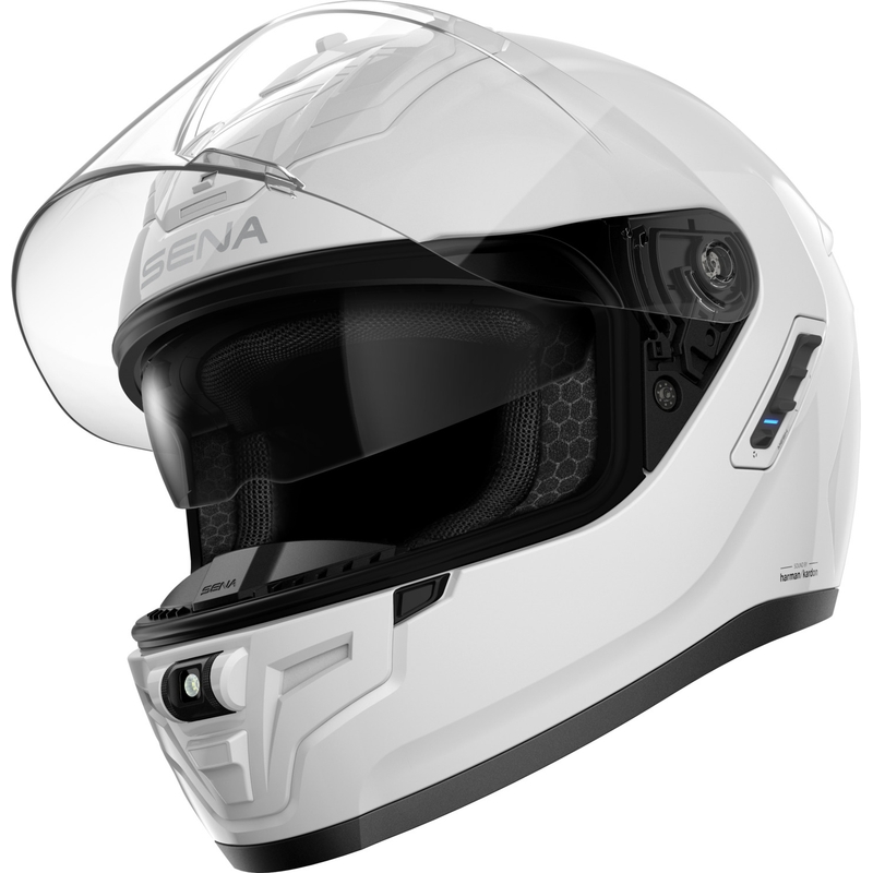 Cască integrală pentru motocicletă cu căști SENA Phantom ANC, alb lucios