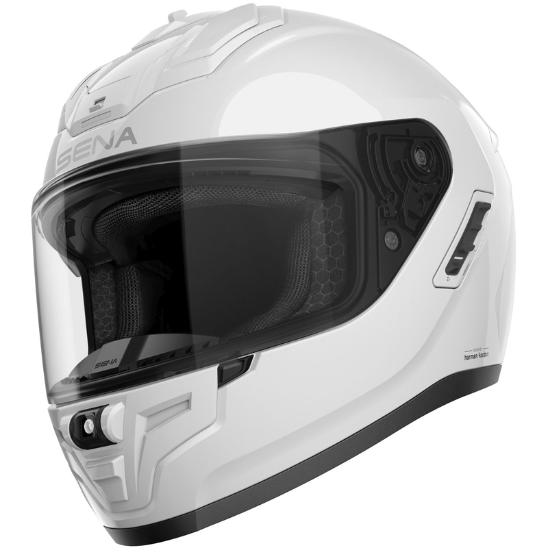 Cască integrală pentru motocicletă cu căști SENA Phantom ANC, alb lucios