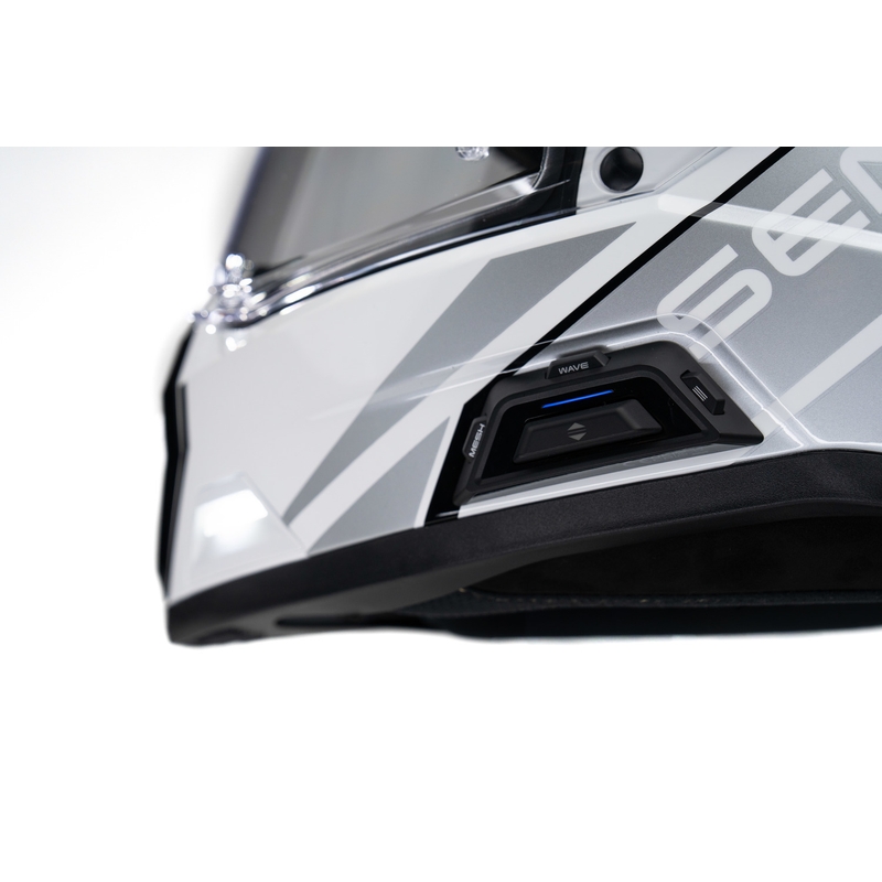Cască de motocicletă enduro cu căști SENA Outlander alb lucios