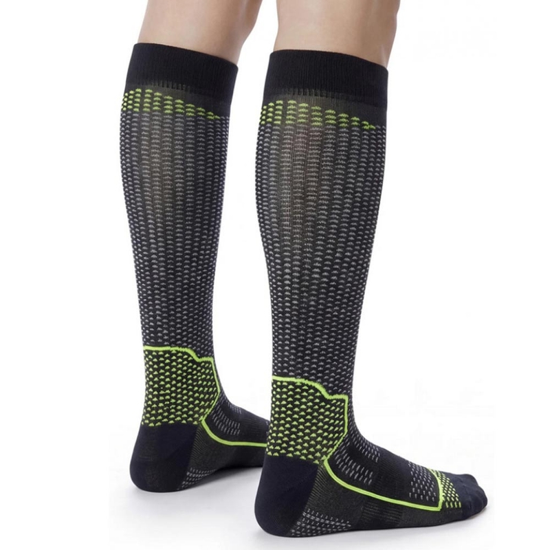 Șosete funcționale până la genunchi SIXS LONG V3 negru carbon-galben