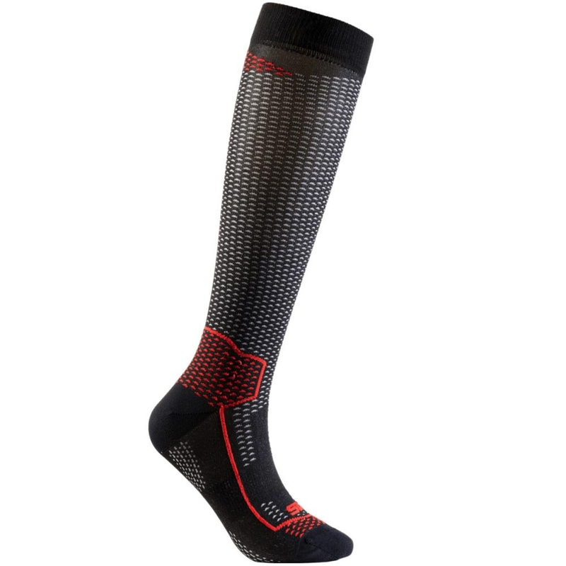 Șosete funcționale până la genunchi SIXS LONG V3 negru carbon-roșu