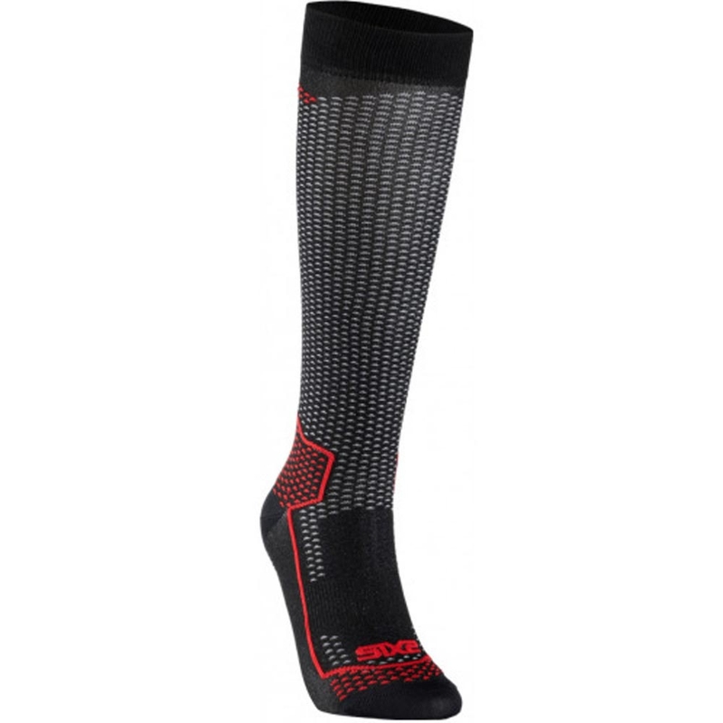 Șosete funcționale până la genunchi SIXS LONG V3 negru carbon-roșu