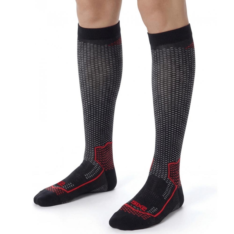 Șosete funcționale până la genunchi SIXS LONG V3 negru carbon-roșu