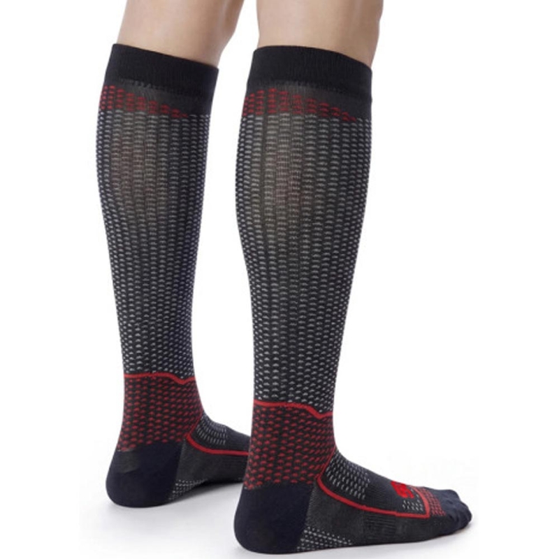 Șosete funcționale până la genunchi SIXS LONG V3 negru carbon-roșu