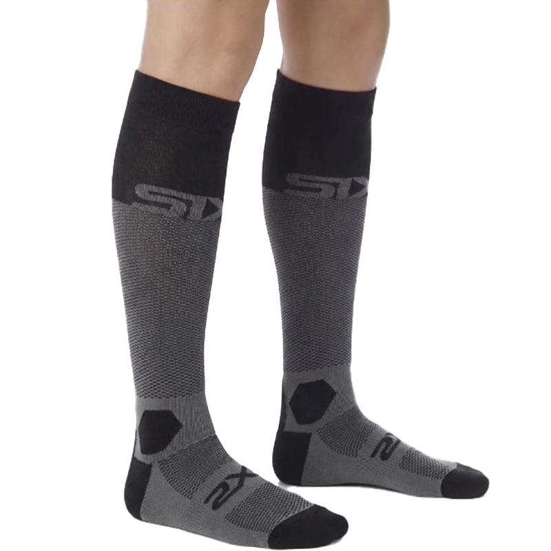 Șosete funcționale până la genunchi SIXS LONG RACING V2 negru-gri