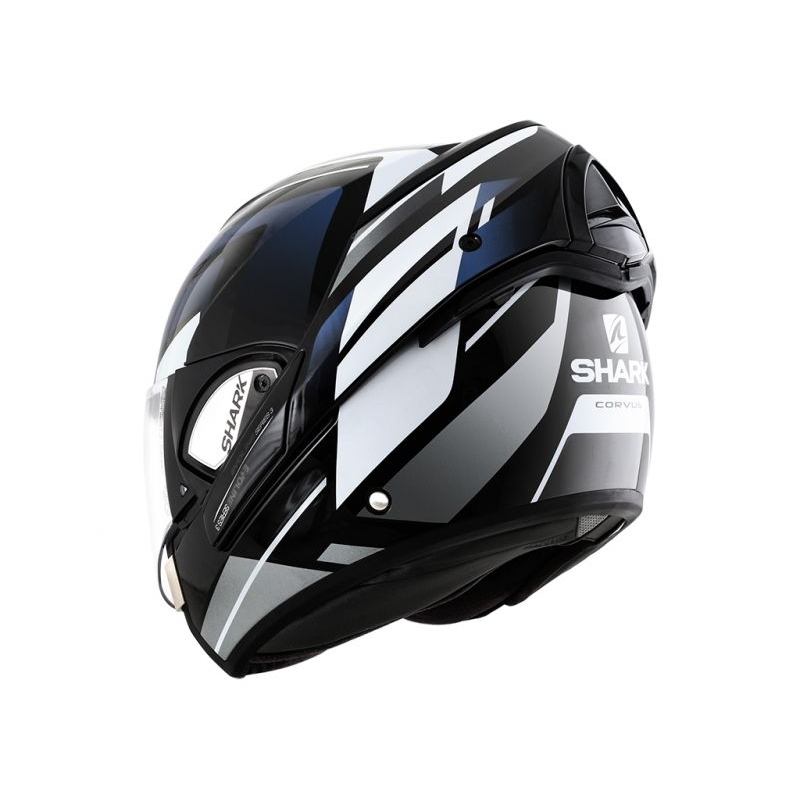 Cască de protecție SHARK EVOLINE 3 Corvus cu vârful negru-alb-albastru