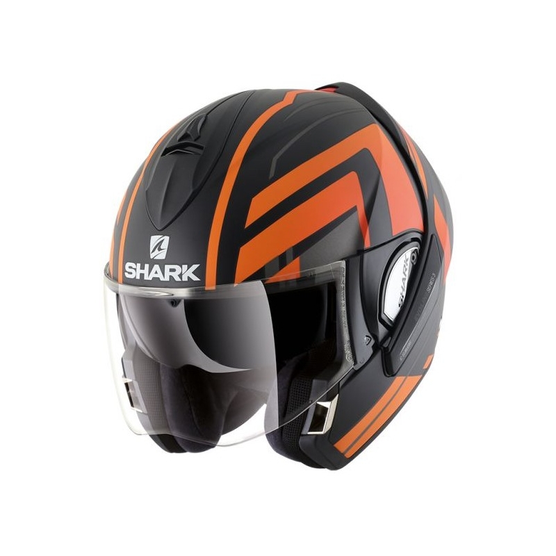 Cască pliabilă SHARK EVOLINE 3 Corvus Mat negru-gri-portocaliu-portocaliu