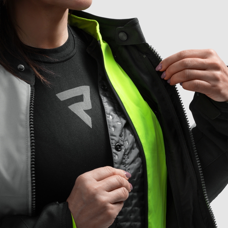Geacă motociclistă pentru femei Rebelhorn Swift gri deschis-galben fluo