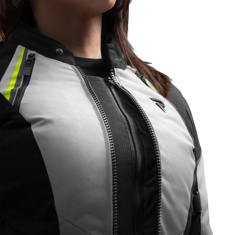 Geacă motociclistă pentru femei Rebelhorn Swift gri deschis-galben fluo