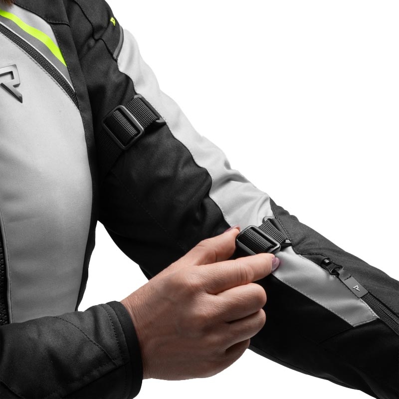 Geacă motociclistă pentru femei Rebelhorn Swift gri deschis-galben fluo