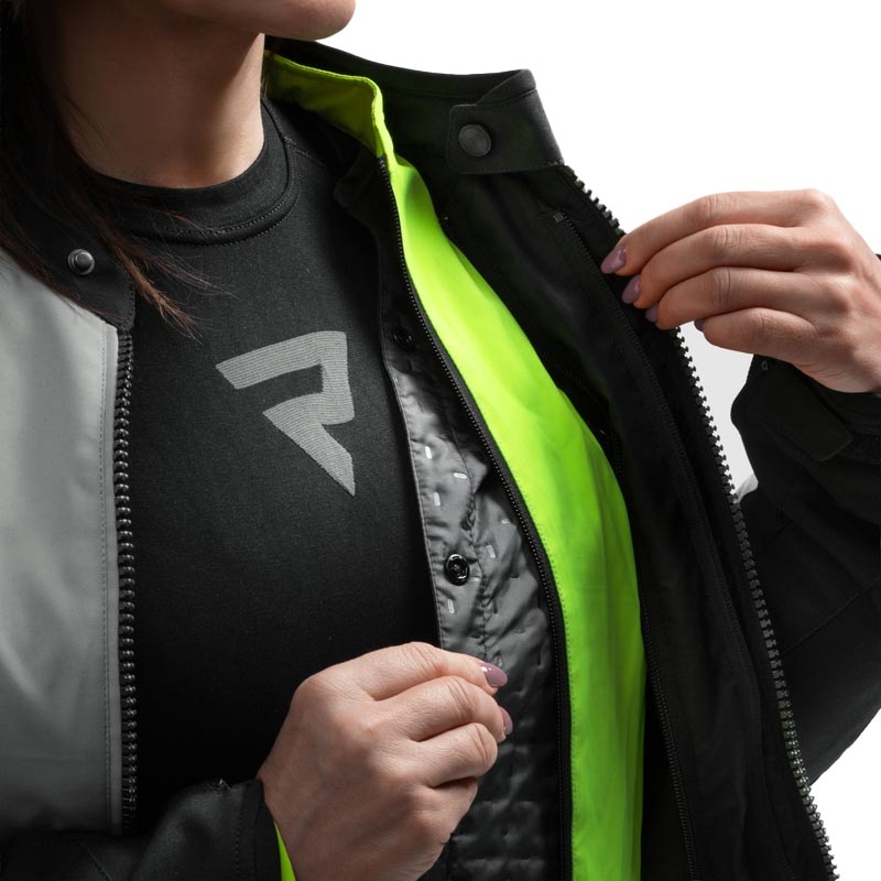 Geacă motociclistă pentru femei Rebelhorn Swift gri deschis-galben fluo